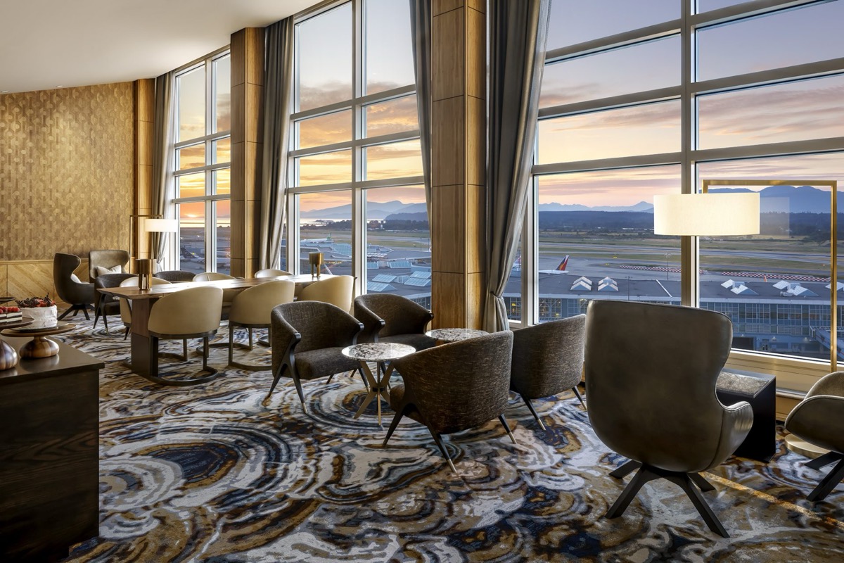 Fairmont Vancouver Airport gold floor lounge