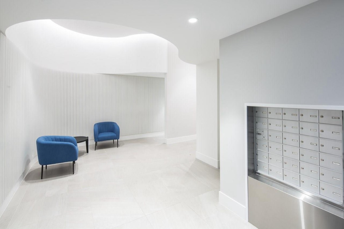 Interior renovation, finished lobby